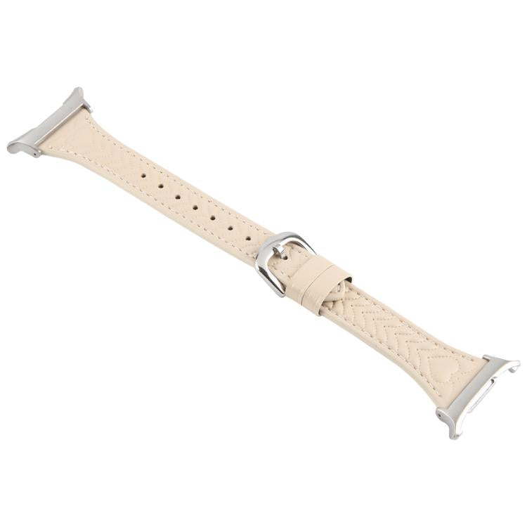 For Samsung Galaxy Watch Ultra 47mm Metal Connector Heart-Shaped Embossed Leather Watch Band(Apricot) - Watch Bands by PMC TechLife | Online Shopping South Africa | PMC TechLife | Buy Now Pay Later Mobicred