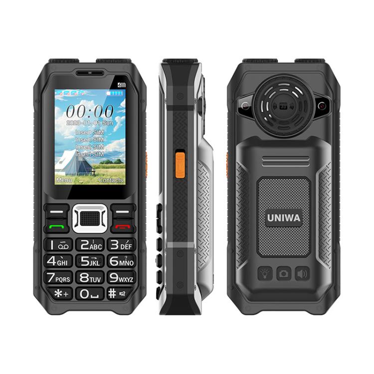 UNIWA M6000 Big Speaker Keypad Phone, 2.4 inch, Dual Flashlights, 21 Keys, SOS, FM, 4 SIM, GSM, Plug:US Plug(Black) - free shipping - PMc TechLife - Order now!