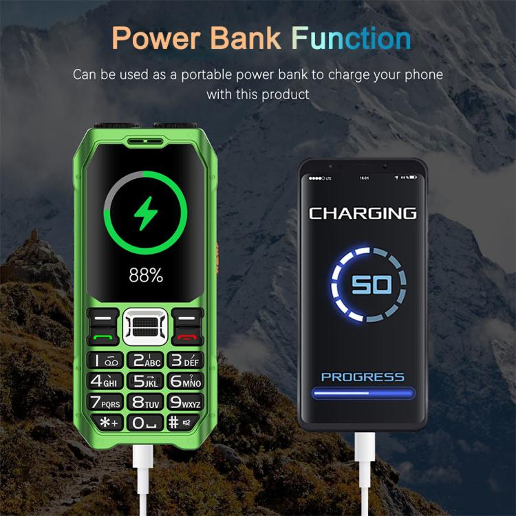 UNIWA M6000 Big Speaker Keypad Phone, 2.4 inch, Dual Flashlights, 21 Keys, SOS, FM, 4 SIM, GSM, Plug:US Plug(Green) - free shipping - PMc TechLife - Order now!