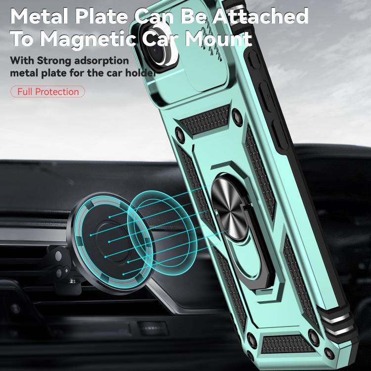 For iPhone 16e Sliding Camshield Holder Phone Case(Dark Green) - iPhone 16e Cases by PMC TechLife | Online Shopping South Africa | PMC TechLife | Buy Now Pay Later Mobicred
