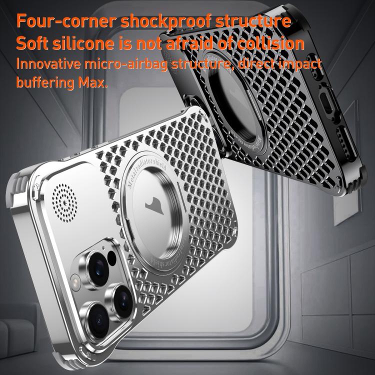 For iPhone 15 Pro R-JUST RJ-64 Aromatherapy Heat Dissipation MagSafe Phone Case with Stand(Black) - free shipping - PMc TechLife - Order now!