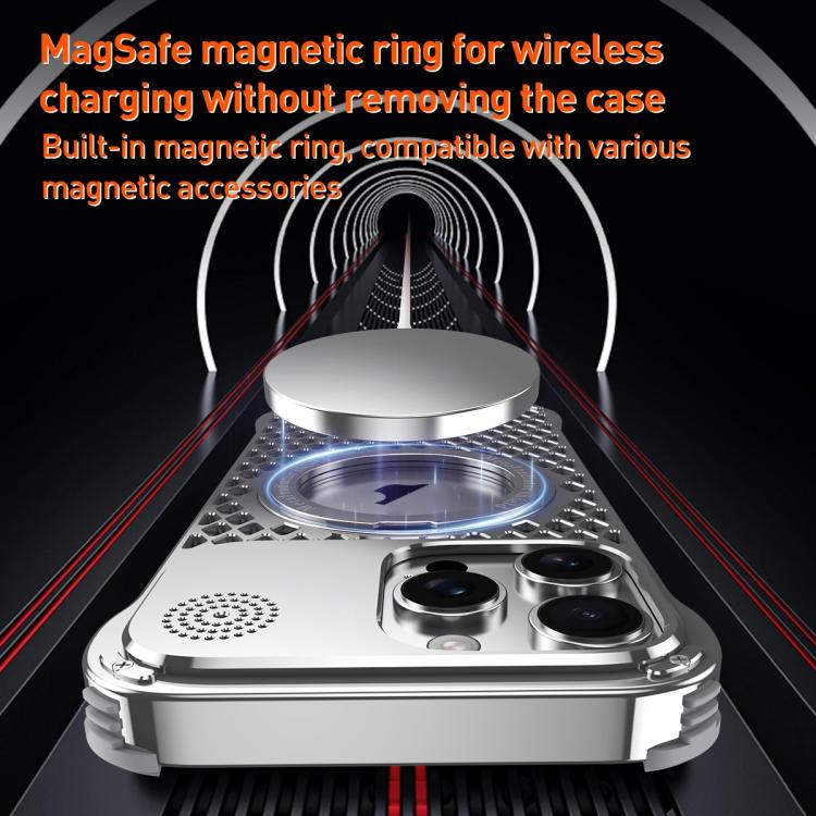 For iPhone 15 Pro Max R-JUST RJ-64 Aromatherapy Heat Dissipation MagSafe Phone Case with Stand(Black) - free shipping - PMc TechLife - Order now!