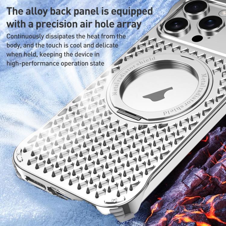 For iPhone 16 Pro Max R-JUST RJ-64 Aromatherapy Heat Dissipation MagSafe Phone Case with Stand(Black) - free shipping - PMc TechLife - Order now!