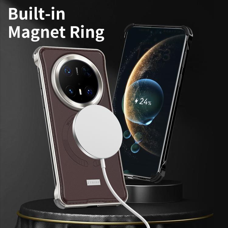 For Huawei Mate 70 Pro Metal Frameless MagSafe Leather Phone Case(Black) - Huawei Cases by PMC TechLife | Online Shopping South Africa | PMC TechLife | Buy Now Pay Later Mobicred