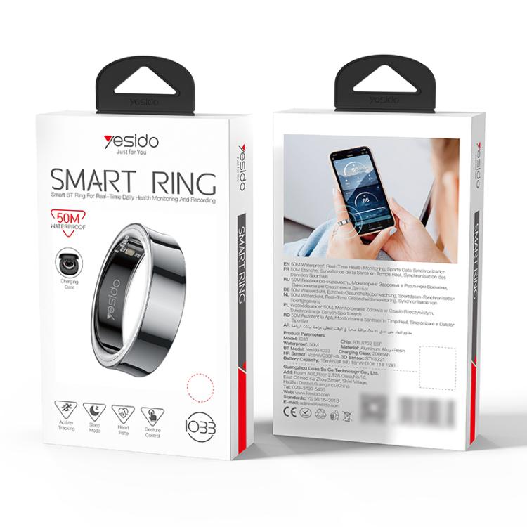 Yesido IO33 Health Monitor Smart Ring, Support Body Temperature / Heart Rate / Blood Pressure / Female Physiological Reminder, Size:65mm Inner Circumference(Black) - free shipping - PMC TechLife - Order now!