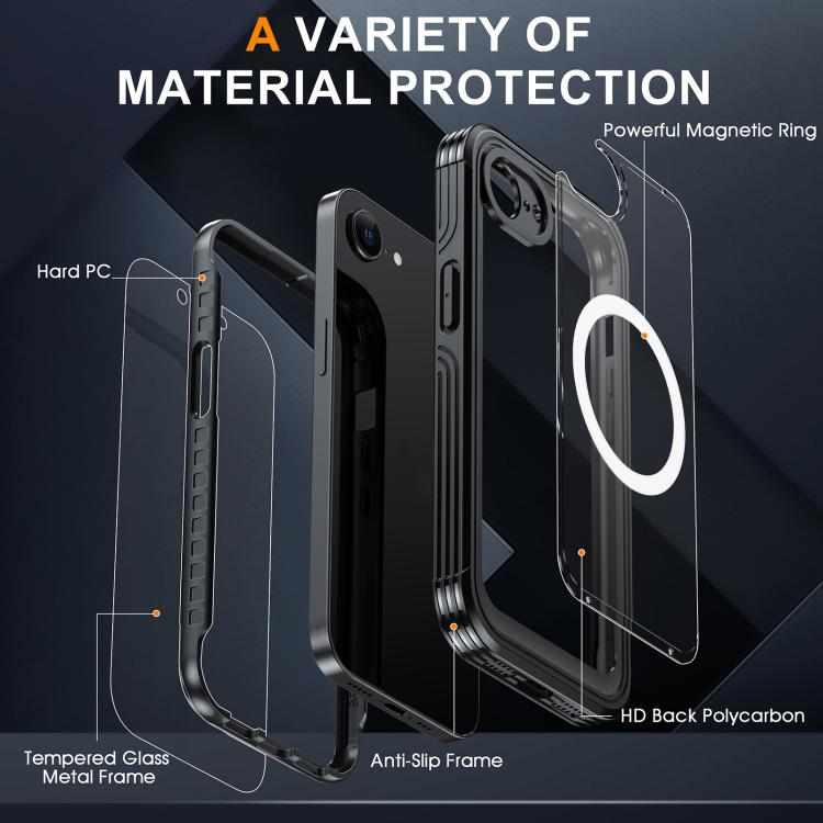 For iPhone 16e RedPepper Tempered Glass MagSafe Phone Case(Black) - iPhone 16e Cases by RedPepper | Online Shopping South Africa | PMC TechLife | Buy Now Pay Later Mobicred