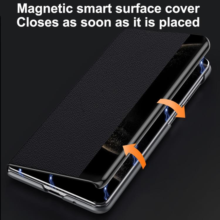 For Huawei Mate X6 SULADA Smart Series Wristband Holder Smart View Window Genuine Leather Phone Case(Red) - free shipping - PMC TechLife - Order now!