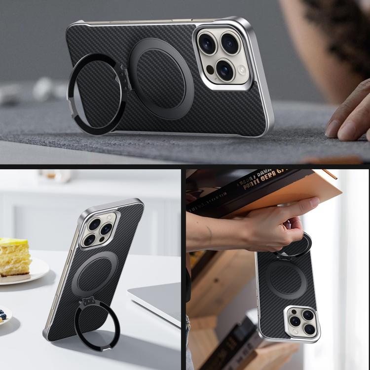 For iPhone 16 Plus SULADA Kevlar Texture MagSafe Magnetic Holder Phone Case(Brown) - iPhone 16 Plus Cases by SULADA | Online Shopping South Africa | PMC TechLife | Buy Now Pay Later Mobicred