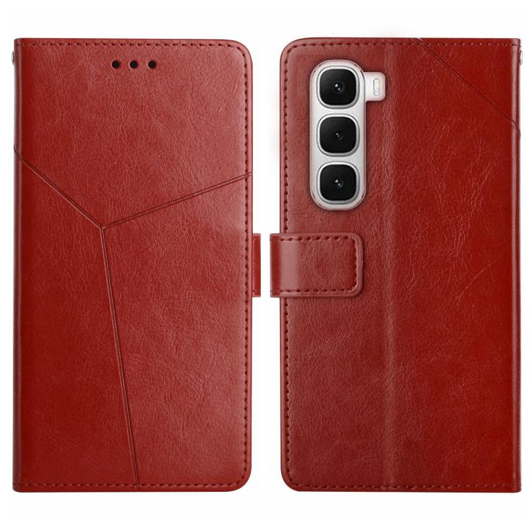 For Infinix Hot 60 Pro+ 4G Y-shaped Pattern Flip Leather Phone Case(Brown) - free shipping - PMC TechLife - Order now!