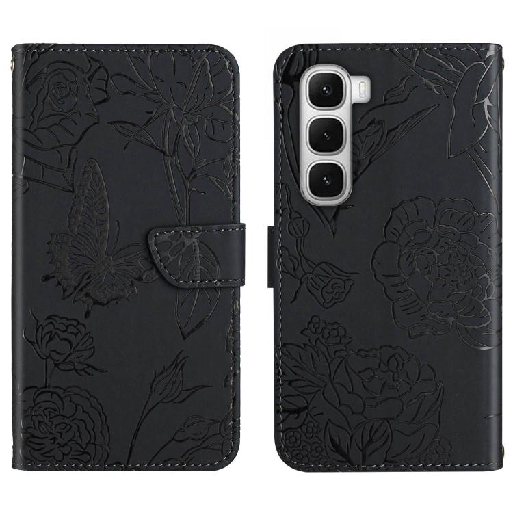 For Infinix Hot 60 Pro+ 4G Skin Feel Butterfly Embossed Flip Leather Phone Case(Black) - free shipping - PMC TechLife - Order now!