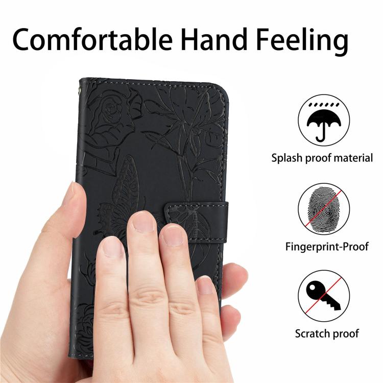 For Infinix Hot 60 Pro+ 4G Skin Feel Butterfly Embossed Flip Leather Phone Case(Black) - free shipping - PMC TechLife - Order now!
