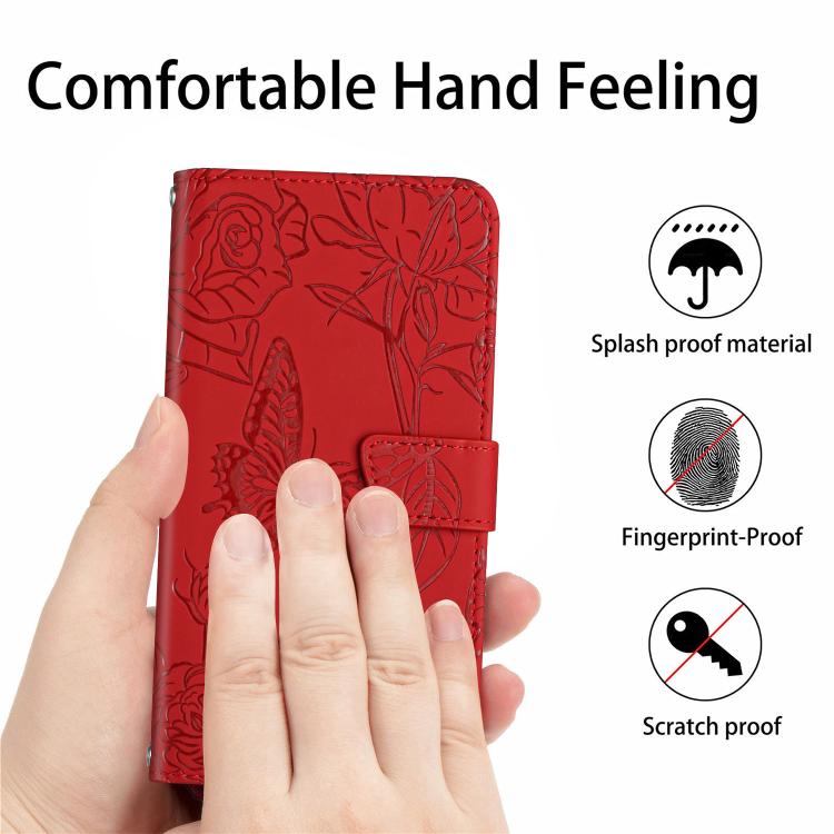 For Infinix Hot 60 Pro+ 4G Skin Feel Butterfly Embossed Flip Leather Phone Case(Red) - free shipping - PMC TechLife - Order now!