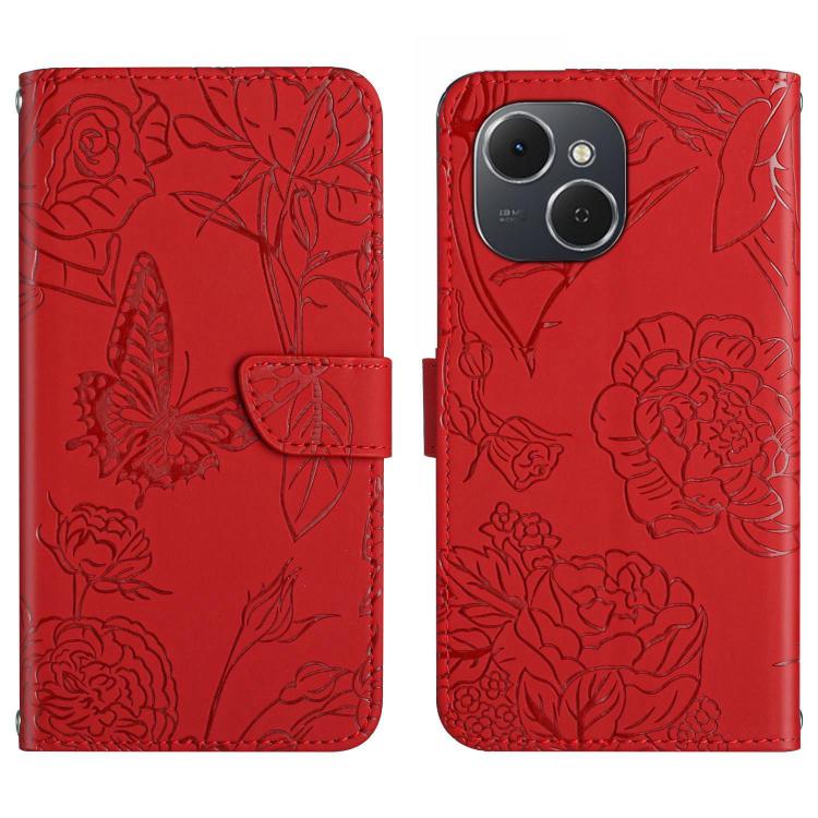 For Tecno Spark 40C Skin Feel Butterfly Embossed Flip Leather Phone Case(Red) - free shipping - PMC TechLife - Order now!