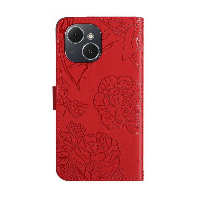 For Tecno Spark 40C Skin Feel Butterfly Embossed Flip Leather Phone Case(Red) - free shipping - PMC TechLife - Order now!