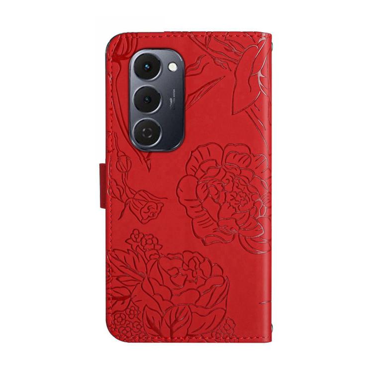 For Tecno Spark 40 Pro+ 4G Skin Feel Butterfly Embossed Flip Leather Phone Case(Red) - free shipping - PMC TechLife - Order now!