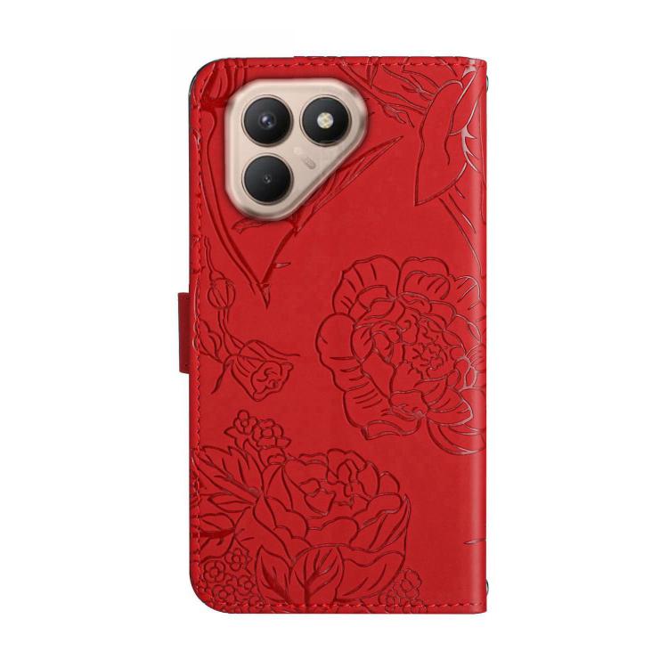 For Tecno Pova 7 4G Skin Feel Butterfly Embossed Flip Leather Phone Case(Red) - free shipping - PMC TechLife - Order now!