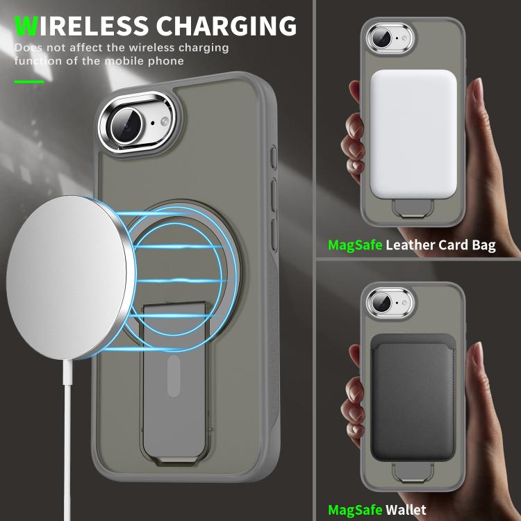 For iPhone 16e Acrylic Hybrid TPU MagSafe Holder Phone Case(Dark Night Purple) - iPhone 16e Cases by PMC TechLife | Online Shopping South Africa | PMC TechLife | Buy Now Pay Later Mobicred