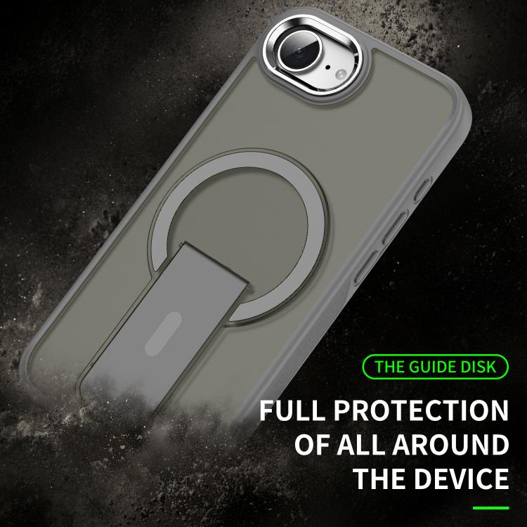 For iPhone 16e Acrylic Hybrid TPU MagSafe Holder Phone Case(Transparent Black) - iPhone 16e Cases by PMC TechLife | Online Shopping South Africa | PMC TechLife | Buy Now Pay Later Mobicred