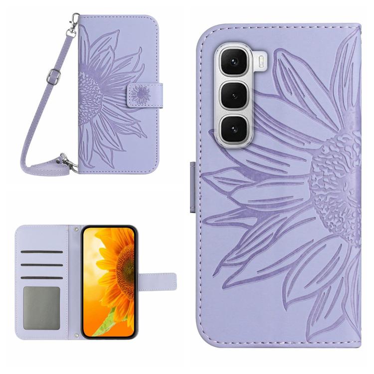 For Infinix Hot 60 Pro+ 4G Skin Feel Sun Flower Embossed Flip Leather Phone Case with Lanyard(Purple) - free shipping - PMC TechLife - Order now!