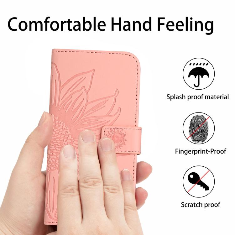 For Infinix Hot 60 Pro+ 4G Skin Feel Sun Flower Embossed Flip Leather Phone Case with Lanyard(Pink) - free shipping - PMC TechLife - Order now!