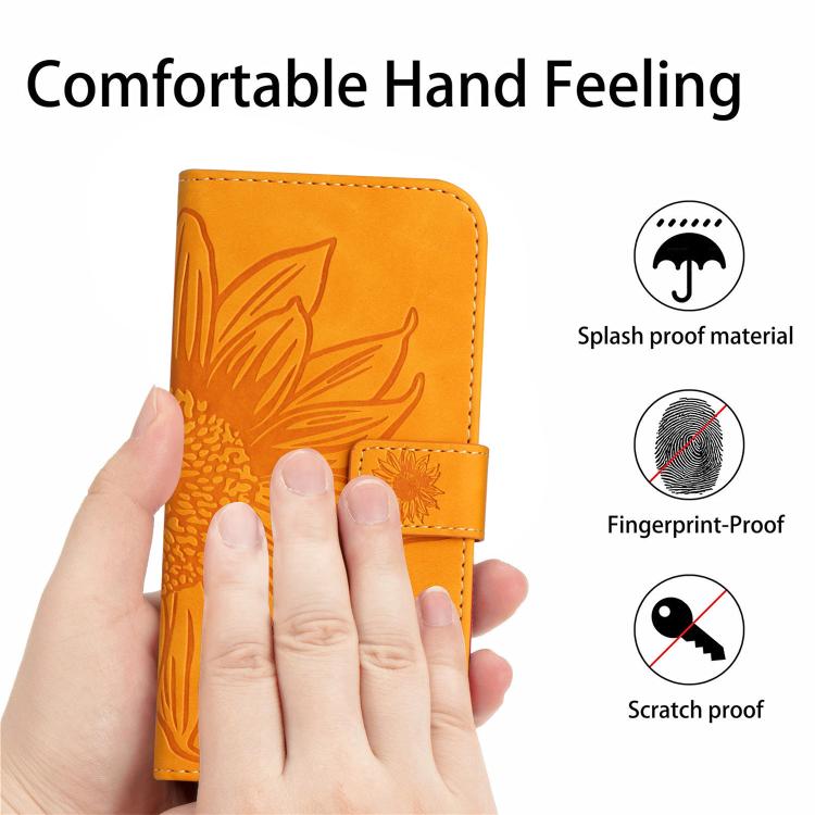 For Infinix Hot 60 Pro+ 4G Skin Feel Sun Flower Embossed Flip Leather Phone Case with Lanyard(Yellow) - free shipping - PMC TechLife - Order now!