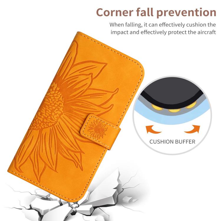 For Infinix Hot 60 Pro+ 4G Skin Feel Sun Flower Embossed Flip Leather Phone Case with Lanyard(Yellow) - free shipping - PMC TechLife - Order now!