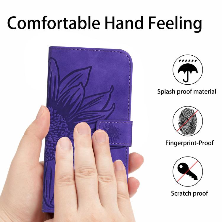 For Infinix Hot 60 Pro+ 4G Skin Feel Sun Flower Embossed Flip Leather Phone Case with Lanyard(Dark Purple) - free shipping - PMC TechLife - Order now!