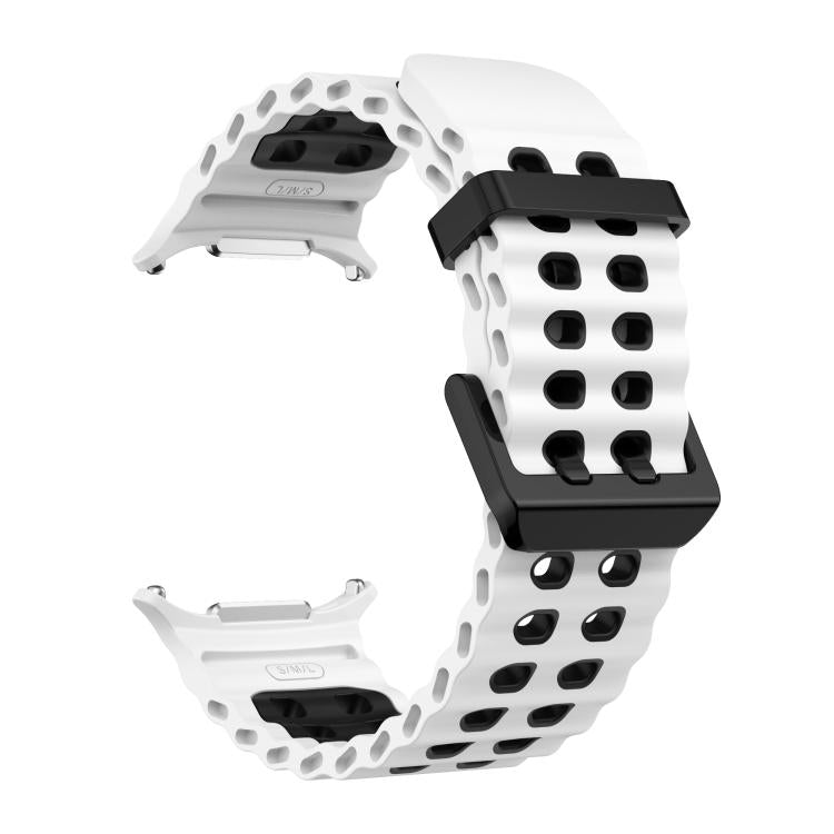 For Samsung Galaxy Watch Ultra 47mm / Ultra 2025 Kalebol Ocean Two-tone Silicone Strap(White Black) - free shipping - PMC TechLife - Order now!