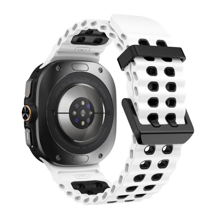 For Samsung Galaxy Watch Ultra 47mm / Ultra 2025 Kalebol Ocean Two-tone Silicone Strap(White Black) - free shipping - PMC TechLife - Order now!