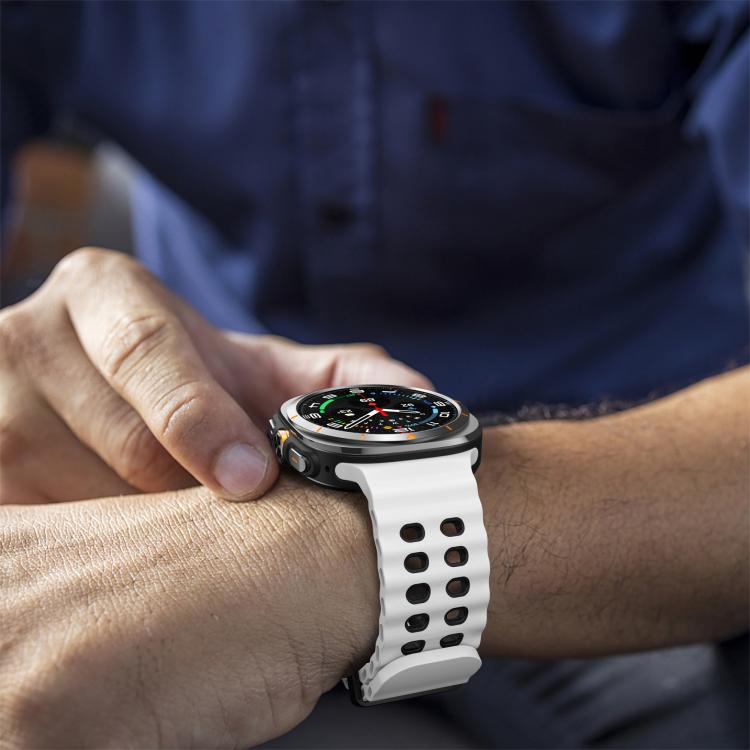 For Samsung Galaxy Watch Ultra 47mm / Ultra 2025 Kalebol Ocean Two-tone Silicone Strap(White Black) - free shipping - PMC TechLife - Order now!