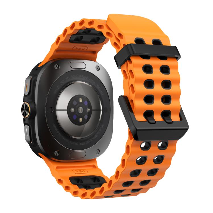 For Samsung Galaxy Watch Ultra 47mm / Ultra 2025 Kalebol Ocean Two-tone Silicone Strap(Orange Black) - free shipping - PMC TechLife - Order now!