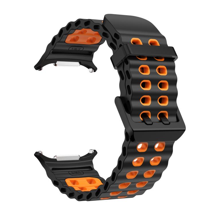 For Samsung Galaxy Watch Ultra 47mm / Ultra 2025 Kalebol Ocean Two-tone Silicone Strap(Black Orange) - free shipping - PMC TechLife - Order now!