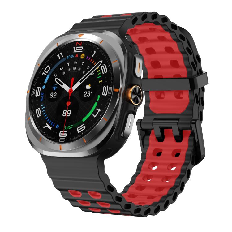 For Samsung Galaxy Watch Ultra 47mm / Ultra 2025 Kalebol Ocean Two-tone Silicone Strap(Black Red) - free shipping - PMC TechLife - Order now!