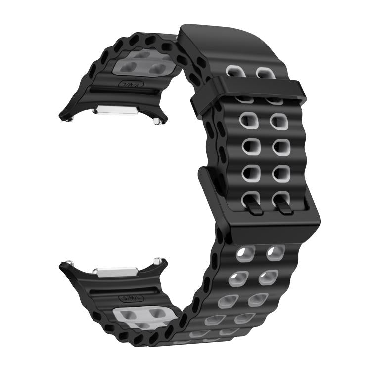 For Samsung Galaxy Watch Ultra 47mm / Ultra 2025 Kalebol Ocean Two-tone Silicone Strap(Black Grey) - free shipping - PMC TechLife - Order now!