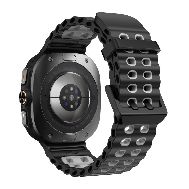 For Samsung Galaxy Watch Ultra 47mm / Ultra 2025 Kalebol Ocean Two-tone Silicone Strap(Black Grey) - free shipping - PMC TechLife - Order now!
