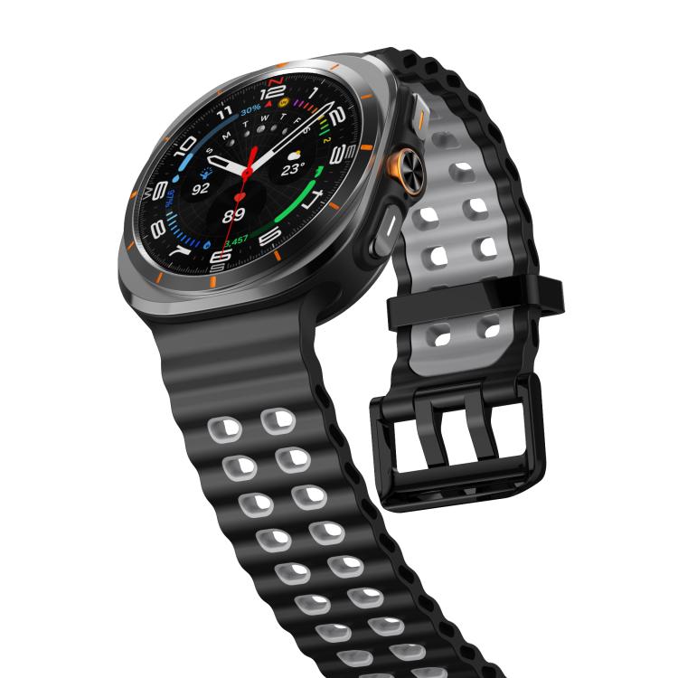 For Samsung Galaxy Watch Ultra 47mm / Ultra 2025 Kalebol Ocean Two-tone Silicone Strap(Black Grey) - free shipping - PMC TechLife - Order now!