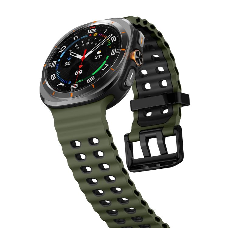 For Samsung Galaxy Watch Ultra 47mm / Ultra 2025 Kalebol Ocean Two-tone Silicone Strap(Army Green Black) - free shipping - PMC TechLife - Order now!