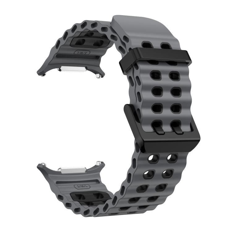 For Samsung Galaxy Watch Ultra 47mm / Ultra 2025 Kalebol Ocean Two-tone Silicone Strap(Coal Black) - free shipping - PMC TechLife - Order now!