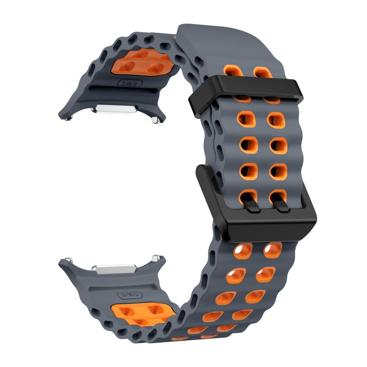 For Samsung Galaxy Watch Ultra 47mm / Ultra 2025 Kalebol Ocean Two-tone Silicone Strap(Space Grey Orange) - free shipping - PMC TechLife - Order now!