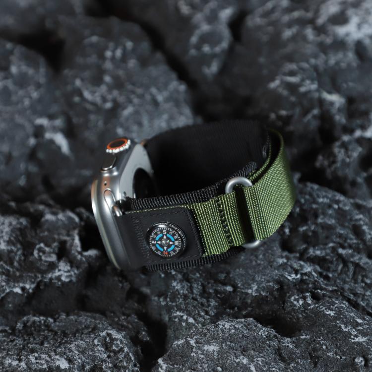 For Apple Watch 46mm / 49mm / 45mm / 44mm Kalebol Compass Nylon Loop Watch Strap(Black Army Green) - free shipping - PMc TechLife - Order now!