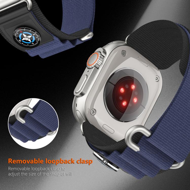 For Apple Watch 42mm / 41mm / 40mm / 38mm Kalebol Compass Nylon Loop Watch Strap(Black Blue) - free shipping - PMc TechLife - Order now!