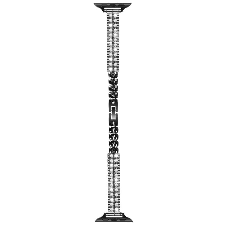 For Apple Watch 42mm / 41mm / 40mm / 38mm Slim Train Section Diamond Metal Watch Band(Black) - free shipping - PMc TechLife - Order now!