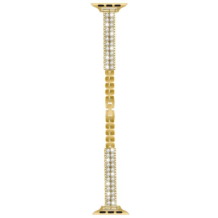 For Apple Watch 42mm / 41mm / 40mm / 38mm Slim Train Section Diamond Metal Watch Band(Gold) - free shipping - PMc TechLife - Order now!