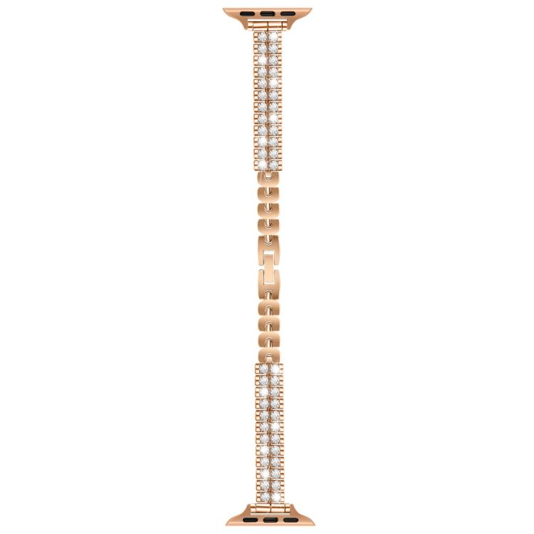 For Apple Watch 42mm / 41mm / 40mm / 38mm Slim Train Section Diamond Metal Watch Band(Rose Gold) - free shipping - PMc TechLife - Order now!