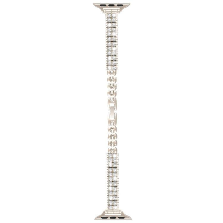 For Apple Watch 42mm / 41mm / 40mm / 38mm Slim Train Section Diamond Metal Watch Band(Starlight) - free shipping - PMc TechLife - Order now!