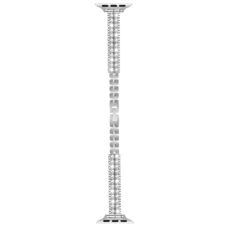 For Apple Watch 42mm / 41mm / 40mm / 38mm Slim Train Section Diamond Metal Watch Band(Silver) - free shipping - PMc TechLife - Order now!