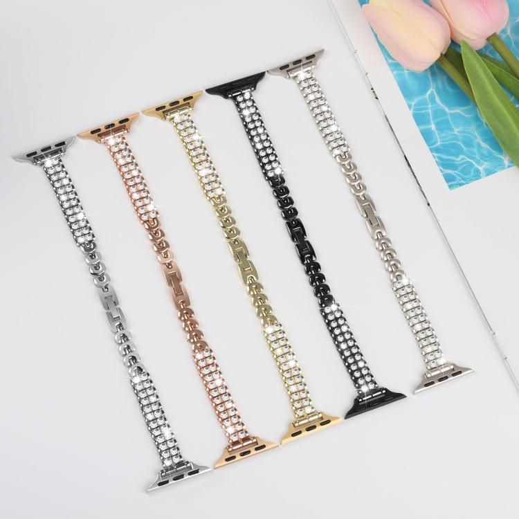 For Apple Watch 42mm / 41mm / 40mm / 38mm Slim Train Section Diamond Metal Watch Band(Silver) - free shipping - PMc TechLife - Order now!