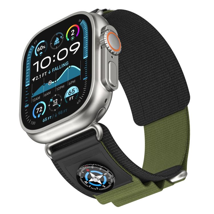 For Apple Watch 46mm / 49mm / 45mm / 44mm Compass Nylon Loop Watch Band(Black Army Green) - free shipping - PMc TechLife - Order now!