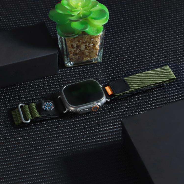 For Apple Watch 46mm / 49mm / 45mm / 44mm Compass Nylon Loop Watch Band(Black Army Green) - free shipping - PMc TechLife - Order now!