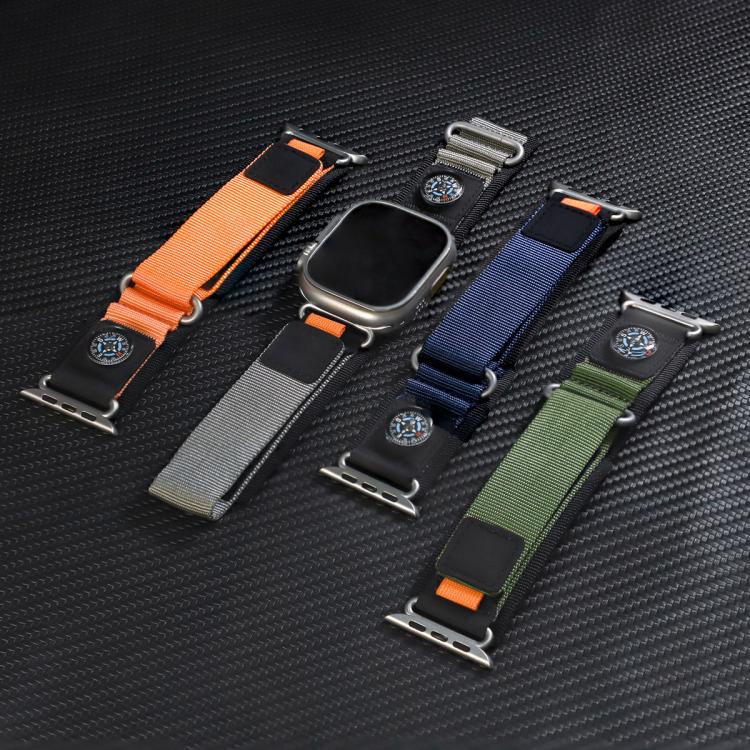 For Apple Watch 42mm / 41mm / 40mm / 38mm Compass Nylon Loop Watch Band(Black Grey) - free shipping - PMc TechLife - Order now!
